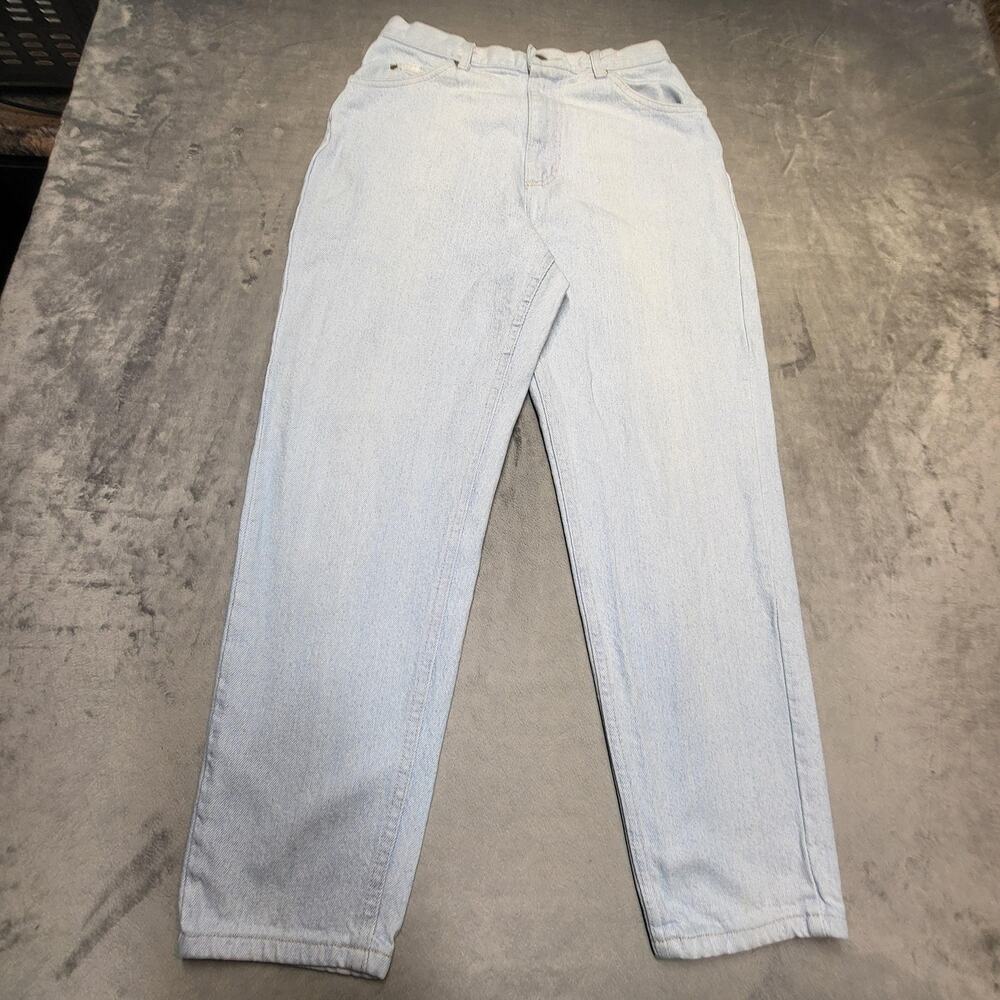 VINTAGE Lee Jeans Womens 12 Petite Light Wash High Rise‎ Tapered Made USA 90s
